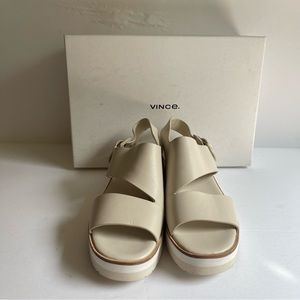 Vince Shelby Flex White Leather Slingback Wedge Sandals Women’s US 8. NWT Comfy!